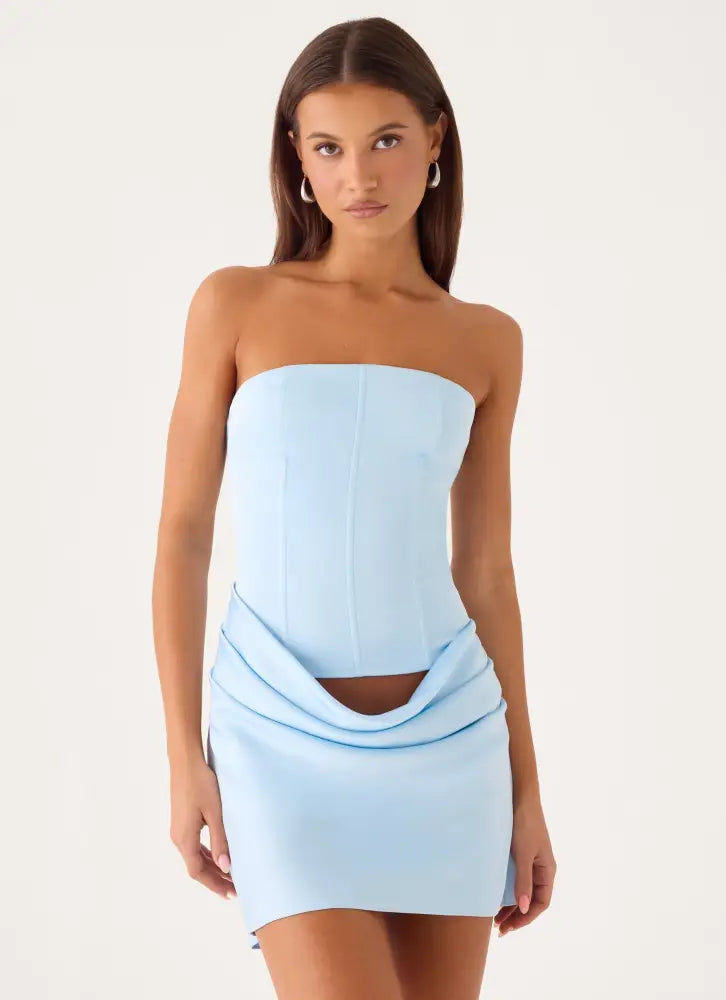 Alva Strapless Mini Dress - Blue - Mini Dresses