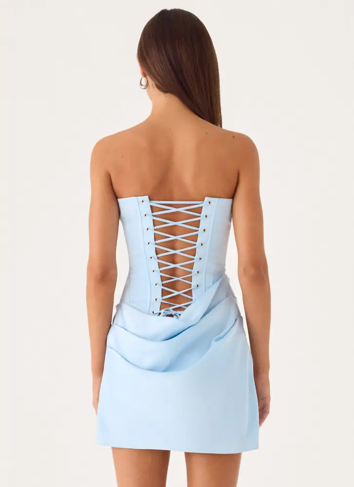 Alva Strapless Mini Dress - Blue - Mini Dresses