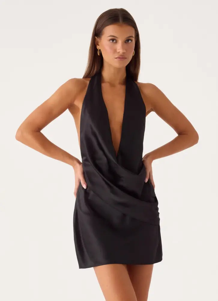 Calm Nights Mini Dress - Black - Mini Dresses