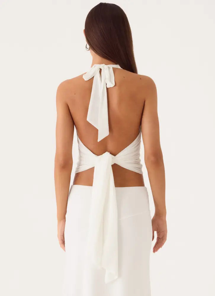 Kerrie Halter Top - White - Halter Tops