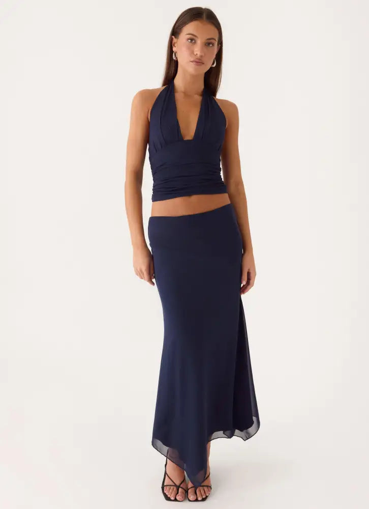 Kerrie Hanky Midi Skirt - Dark Navy - Midi Skirt