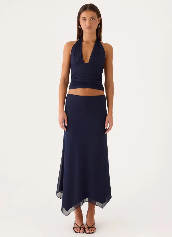 Kerrie Hanky Midi Skirt - Dark Navy - Midi Skirt
