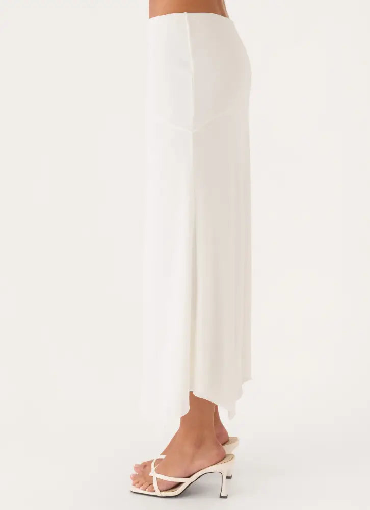 Kerrie Hanky Midi Skirt - White - Midi Skirts