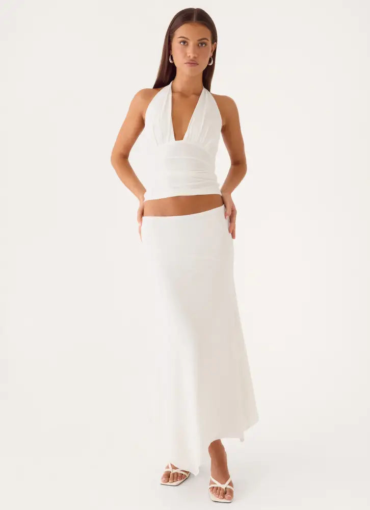 Kerrie Hanky Midi Skirt - White - Midi Skirts