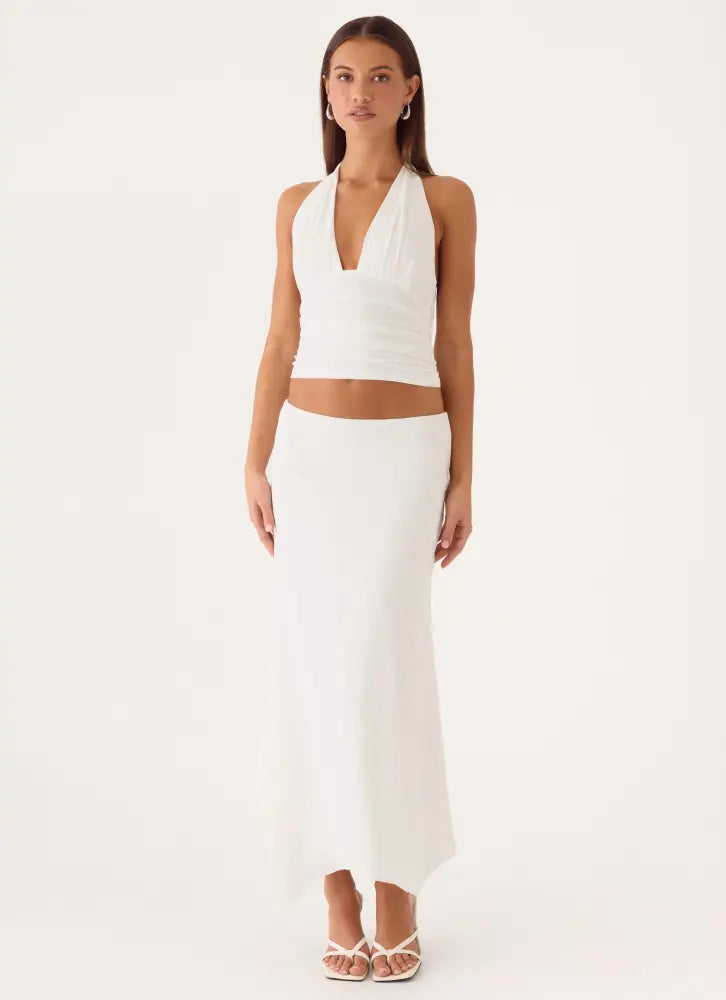 Kerrie Hanky Midi Skirt - White - Midi Skirts