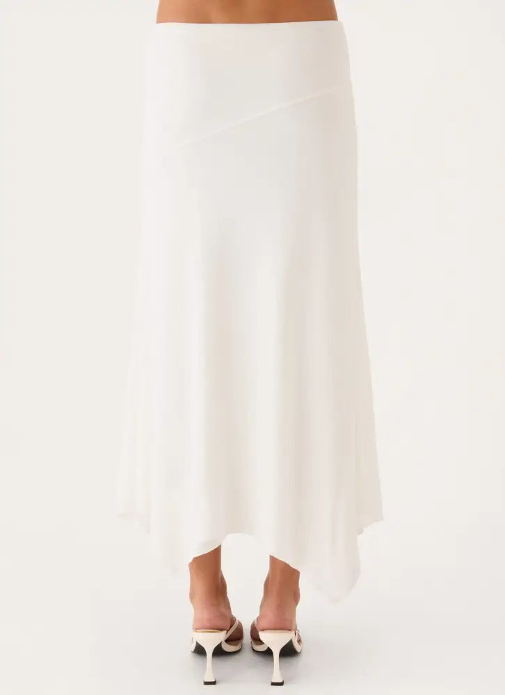 Kerrie Hanky Midi Skirt - White - Midi Skirts