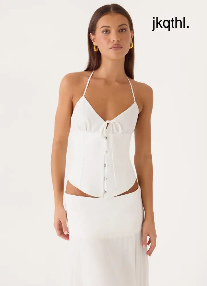 Madi Corset Top - White - Tops