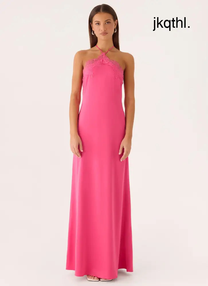 Samaria Halter Maxi Dress - Berry - Maxi Dresses