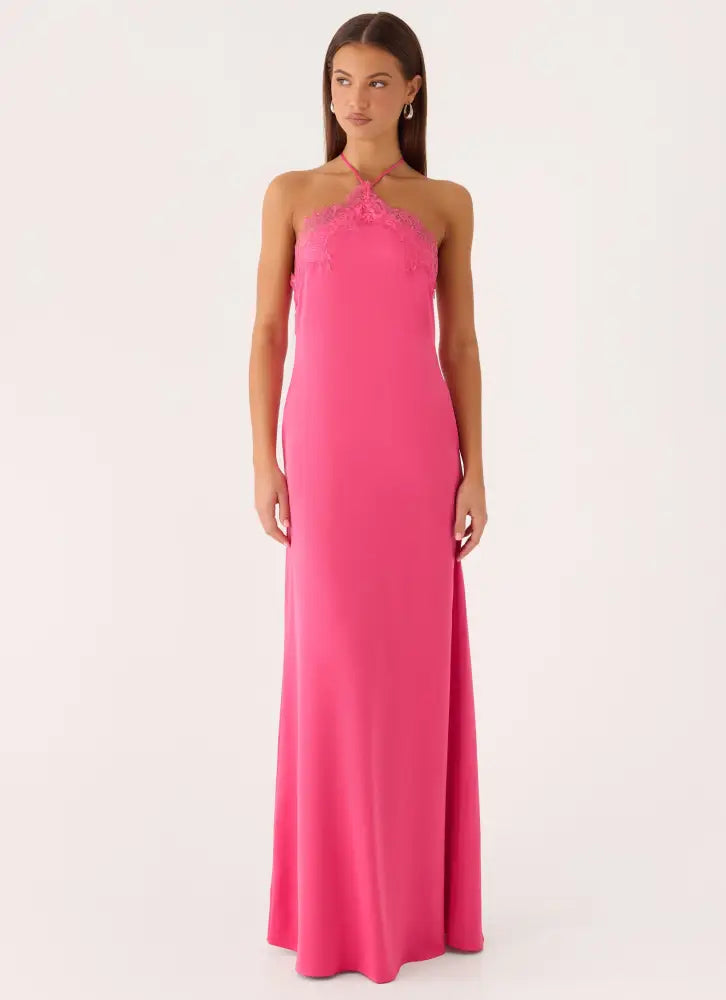 Samaria Halter Maxi Dress - Berry - Maxi Dresses