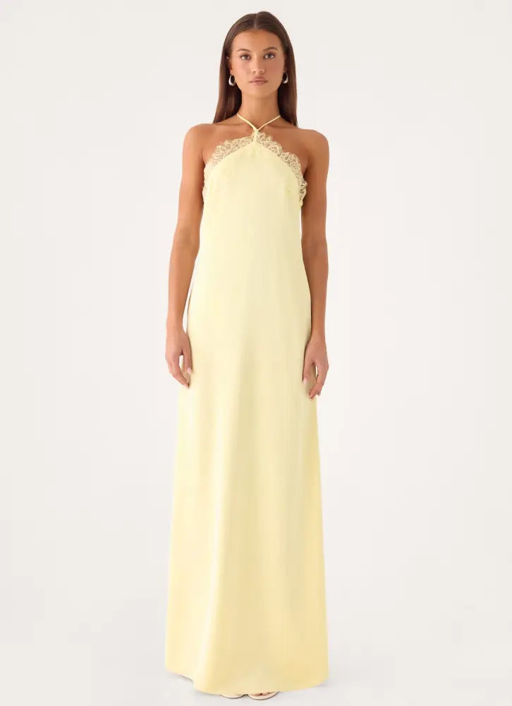 Samaria Halter Maxi Dress - Yellow - Maxi Dresses