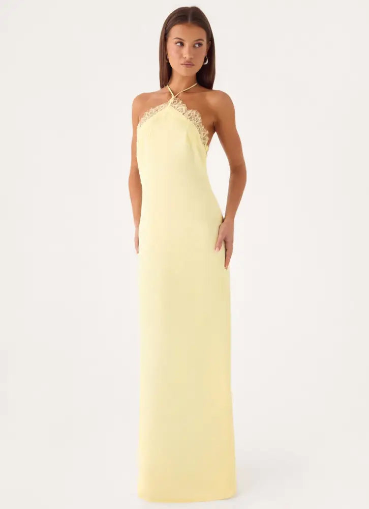 Samaria Halter Maxi Dress - Yellow - Maxi Dresses
