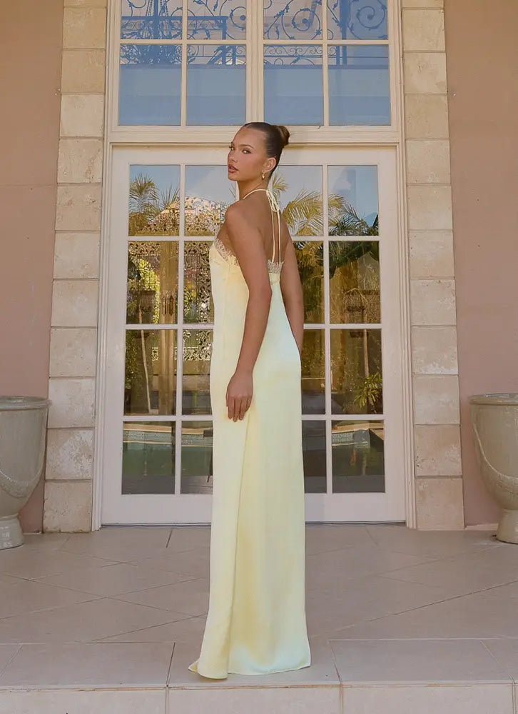 Samaria Halter Maxi Dress - Yellow - Maxi Dresses