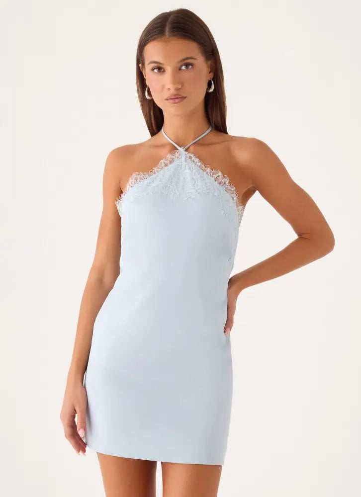 Samaria Halter Mini Dress - Mint - Mini Dresses