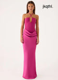 Verner Halter Maxi Dress - Berry - Maxi Dresses