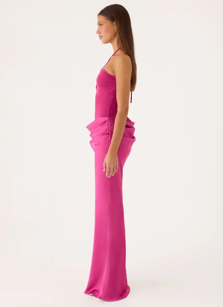 Verner Halter Maxi Dress - Berry - Maxi Dresses