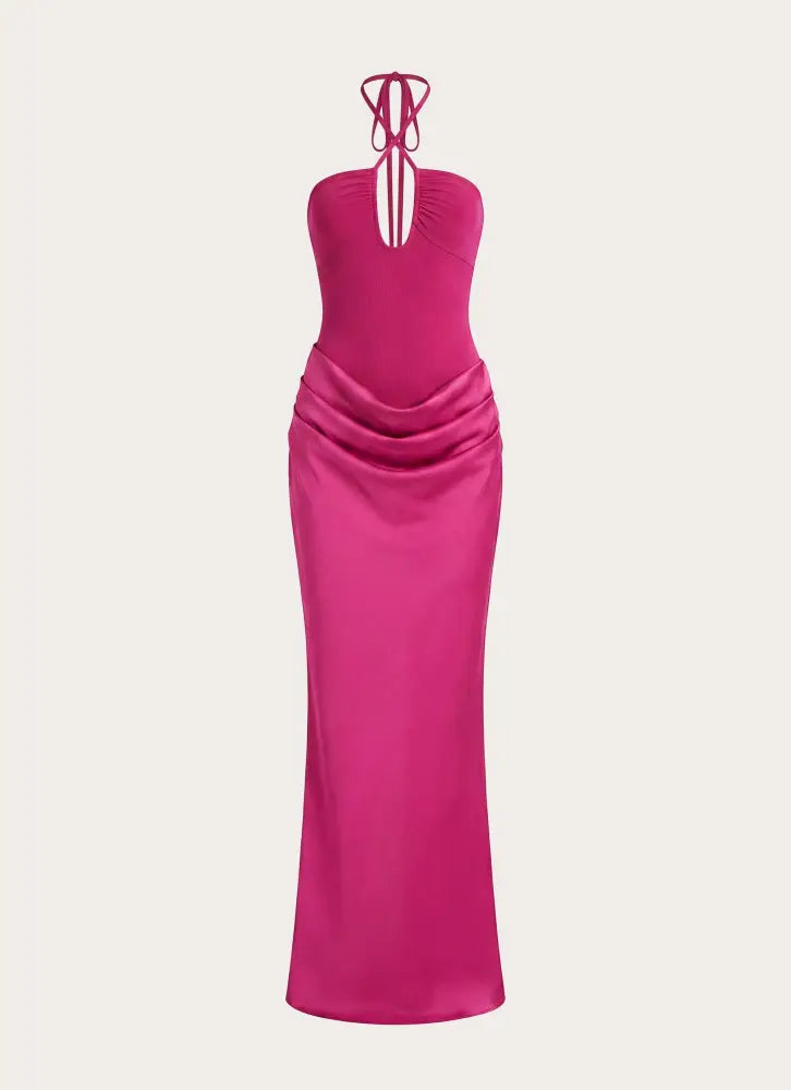 Verner Halter Maxi Dress - Berry - Maxi Dresses