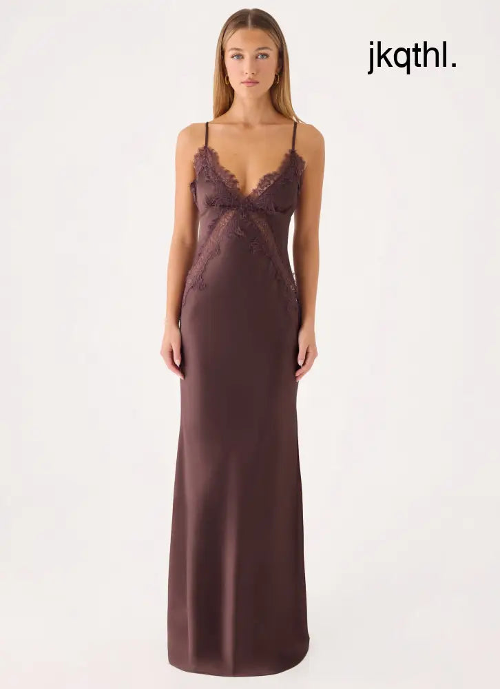 Winona Night Slip Dress - Chocolate - Maxi Dresses