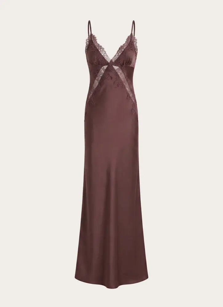 Winona Night Slip Dress - Chocolate - Maxi Dresses