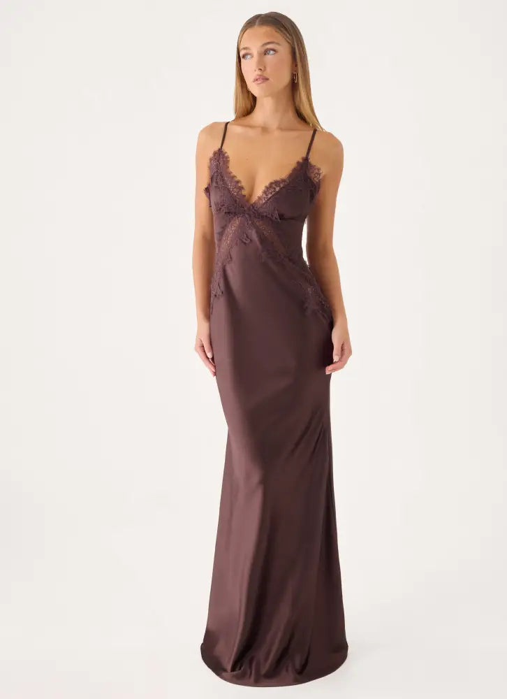 Winona Night Slip Dress - Chocolate - Maxi Dresses