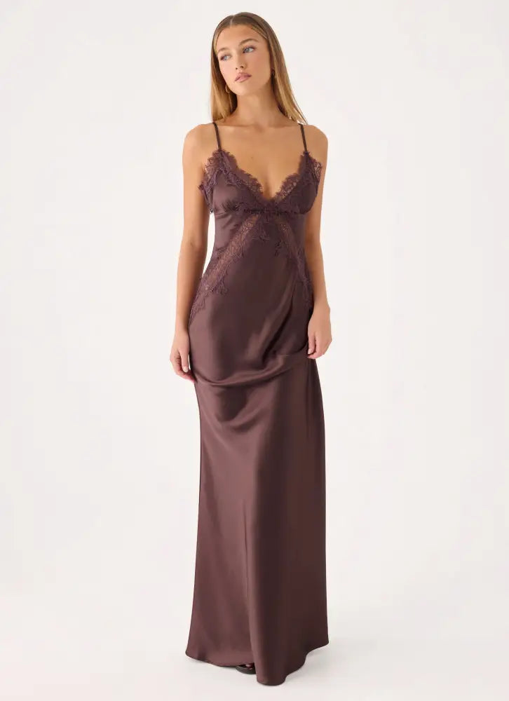 Winona Night Slip Dress - Chocolate - Maxi Dresses