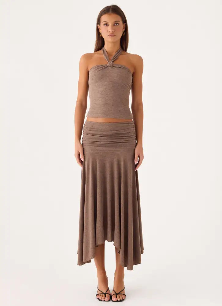 Zayde Midi Skirt - Taupe - Midi Skirts