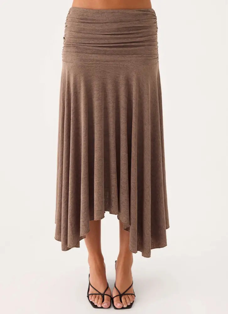Zayde Midi Skirt - Taupe - Midi Skirts