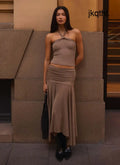 Zayde Midi Skirt - Taupe - Midi Skirts