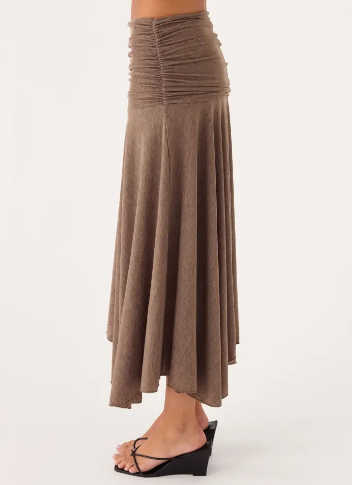 Zayde Midi Skirt - Taupe - Midi Skirts