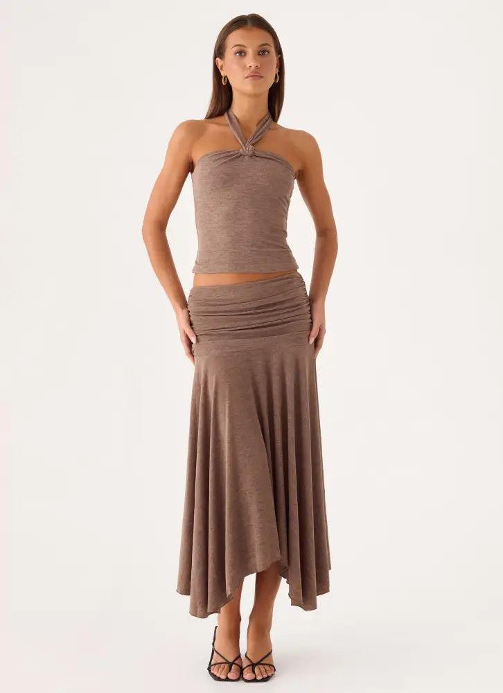 Zayde Midi Skirt - Taupe - Midi Skirts