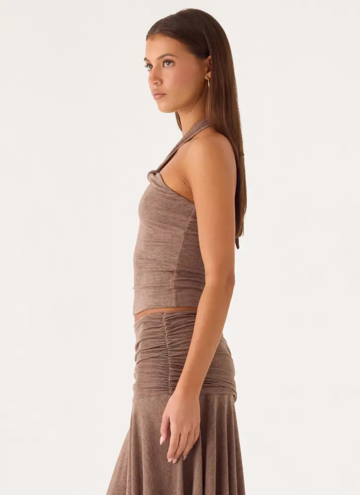 Zayde Top - Taupe - Halter Tops